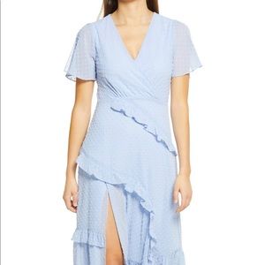 Lulus Next to You Swiss Dot Midi Dress-L-NWT-Blue
